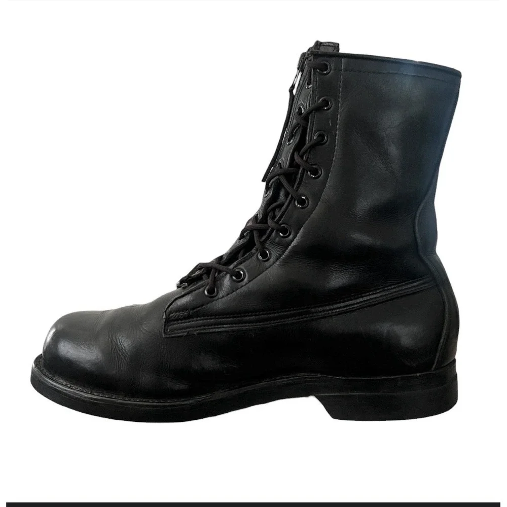 Vintage 1979 US Military Leather Combat Boots Black Zip Lace Up 9EE DLA-100-79-C